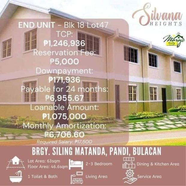 Pre Selling End Unit Townhouse At Silvana Heights In Pandi Bulacan