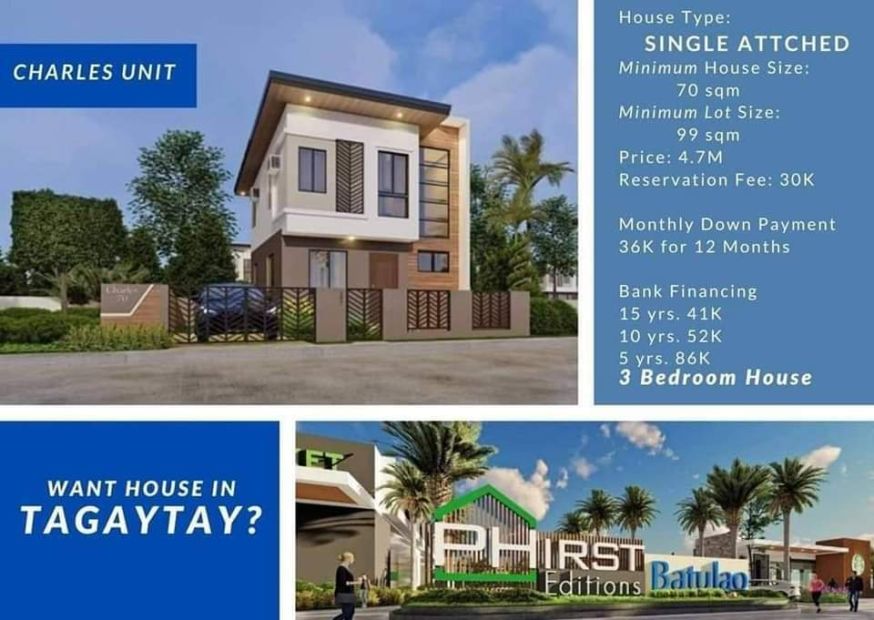 Phirst Park Homes Edition Batulao Charles Single Attached For Sale