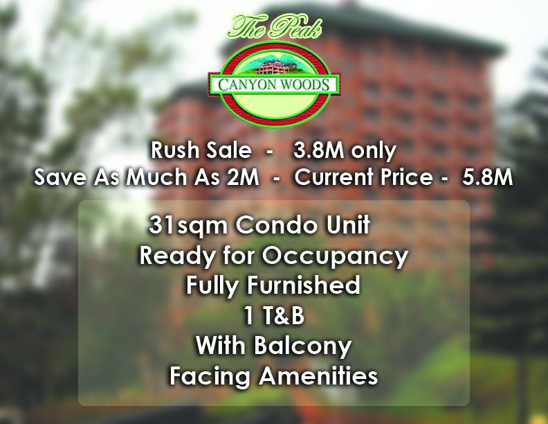 Canyon Woods Condo Fully Furnished Rush 38m Rfo Metro Tagaytay 7173