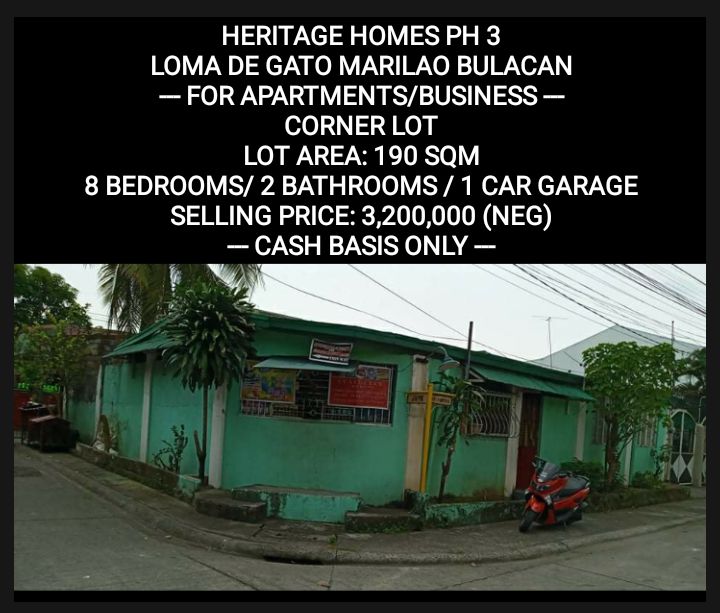 Heritage Homes Ph 3 Loma De Gato Marilao Bulacan - For Apartments/Business