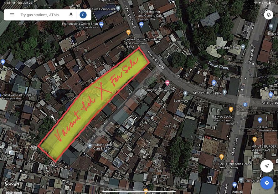 For Sale Pasig Vacant Lot 1875 sqm Brgy Palatiw nr Market Ave. & Pasig ...