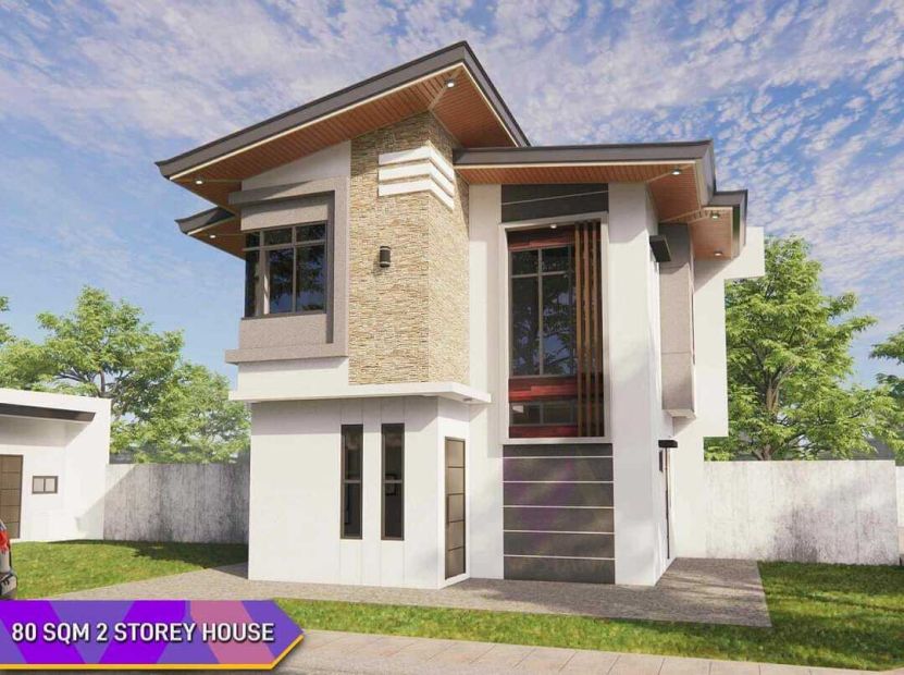 Perspective Views Floor Plans Of An 80sqm 2 Storey House For Sale