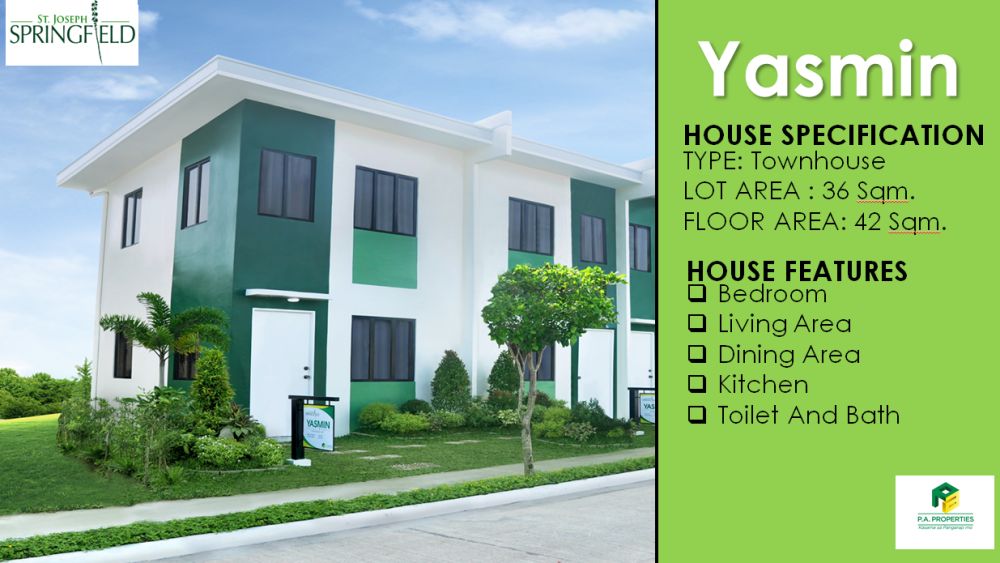 St. Joseph SPRINGFIELD, Townhouse Yasmin Model Calamba, Laguna