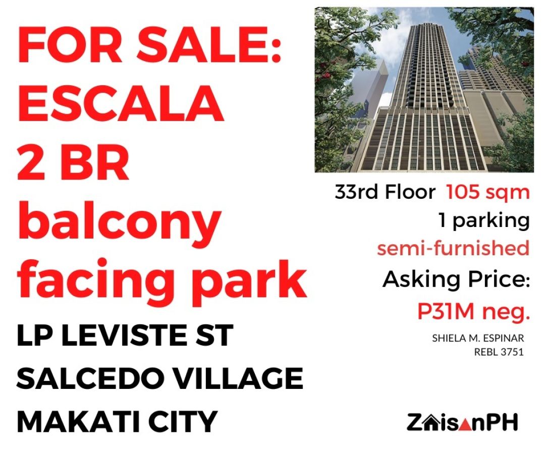 For Sale : 2 Bedroom with Balcony at Escala Salcedo, Makati City