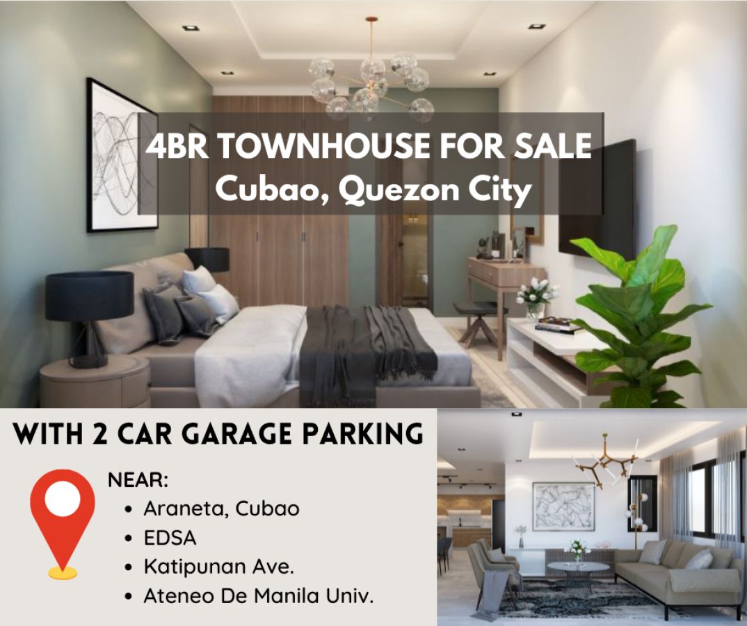 4BR Town house for Sale in Quezon City, Cubao 2 Car Garage Parking at Alderwood