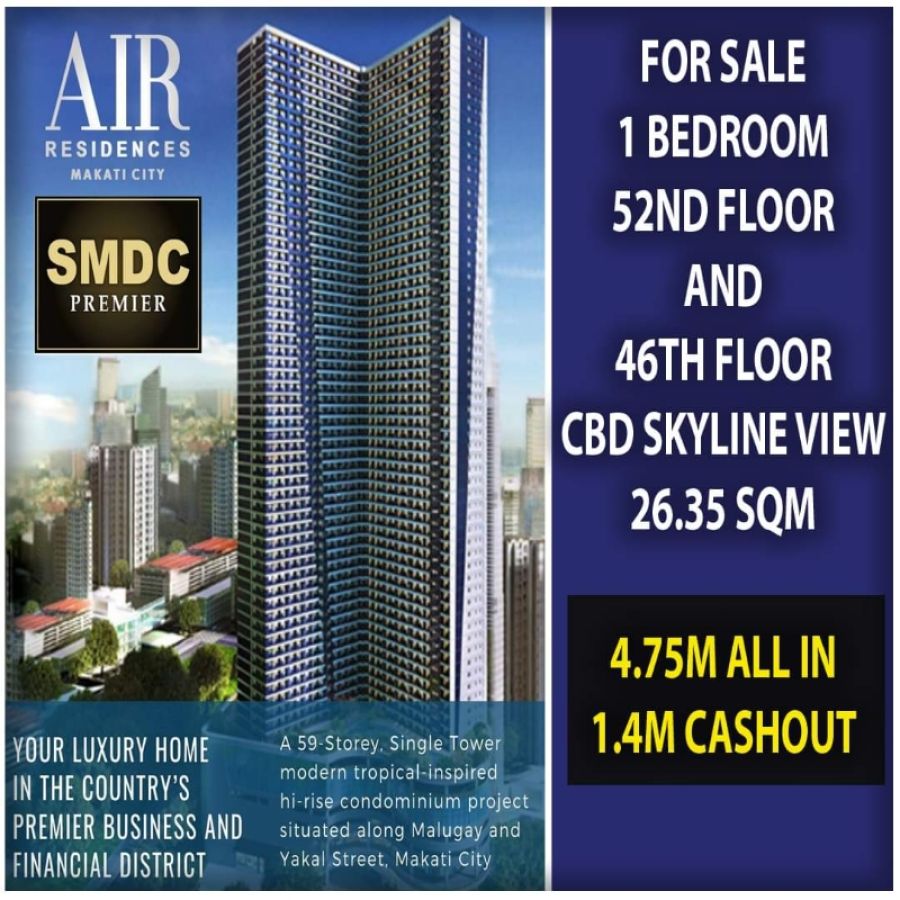 1 Bedroom Condo unit for Sale at SMDC Air Residences, Makati City