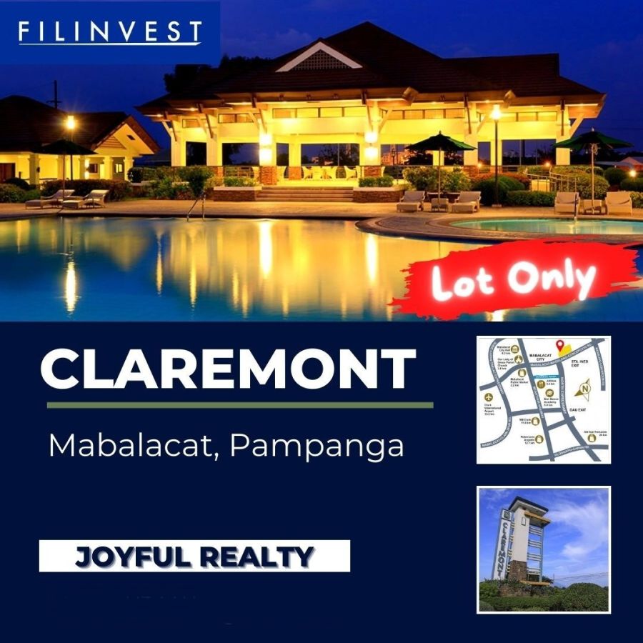 For Sale Residential Lot Only at Claremont Mabalacat Pampanga by Filinvest