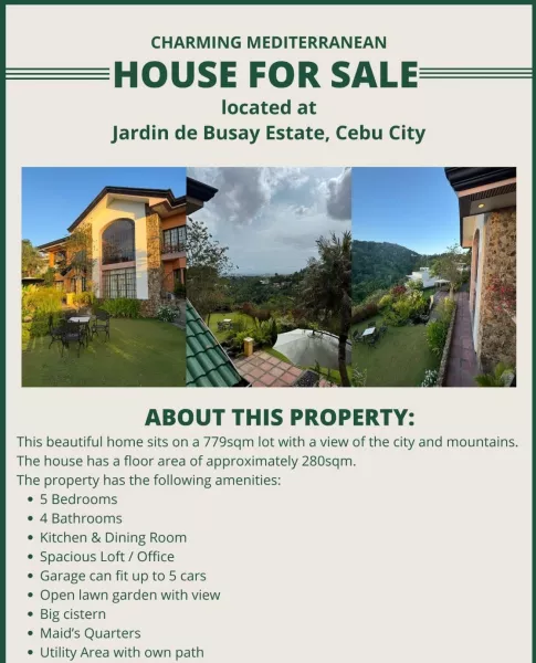PROPERTY # 11852 - HOUSE FOR SALE IN JARDIN DE BUSAY ESTATE, CEBU