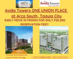 Rent to Own Studio Unit in Avida Towers One Union Place in Arca South Taguig